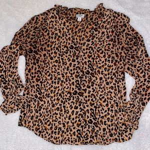 J Crew Long Sleeve Leopard Blouse